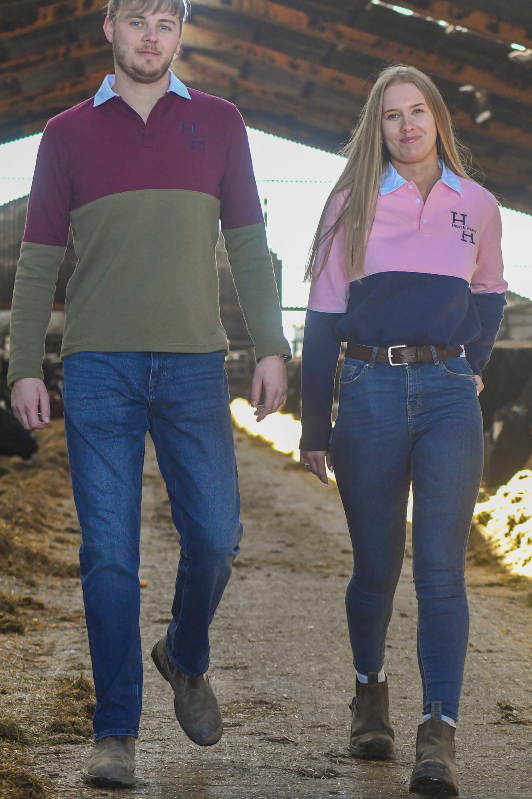 SECONDS- Ryeland Rugby Shirt (Burgundy/Khaki)