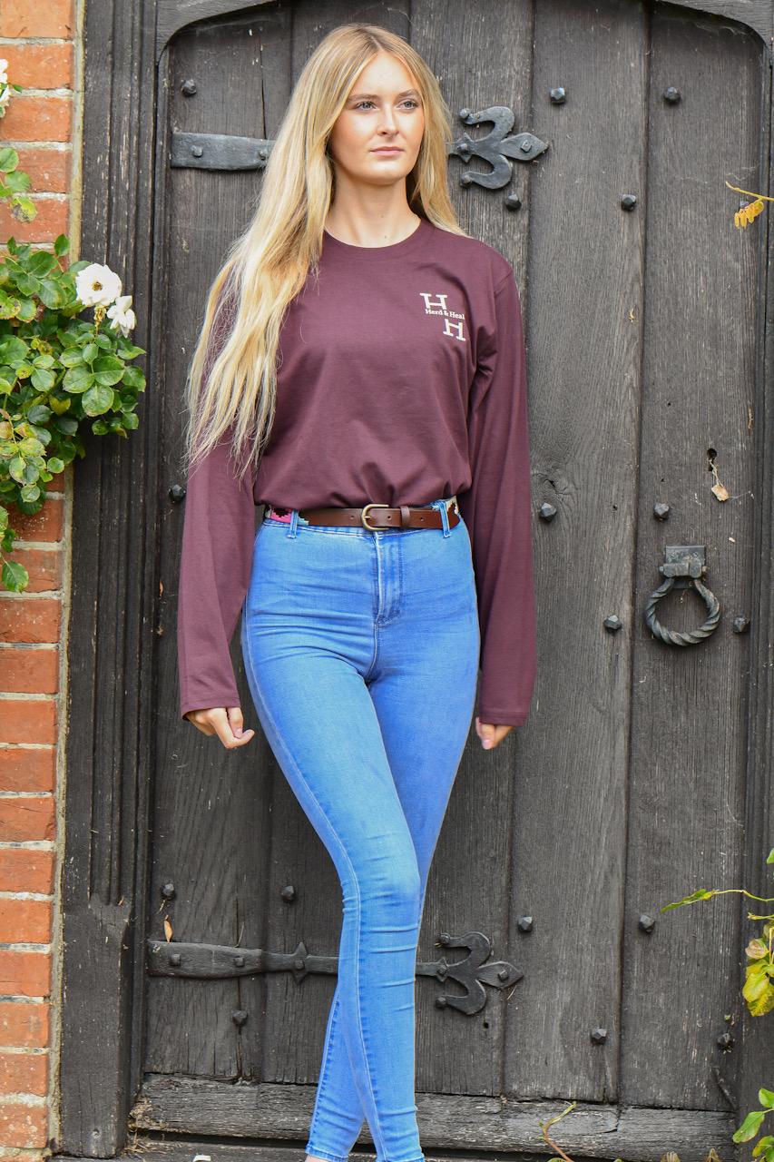Lamberhurst Long Sleeved Unisex T-shirt (Red Brown)
