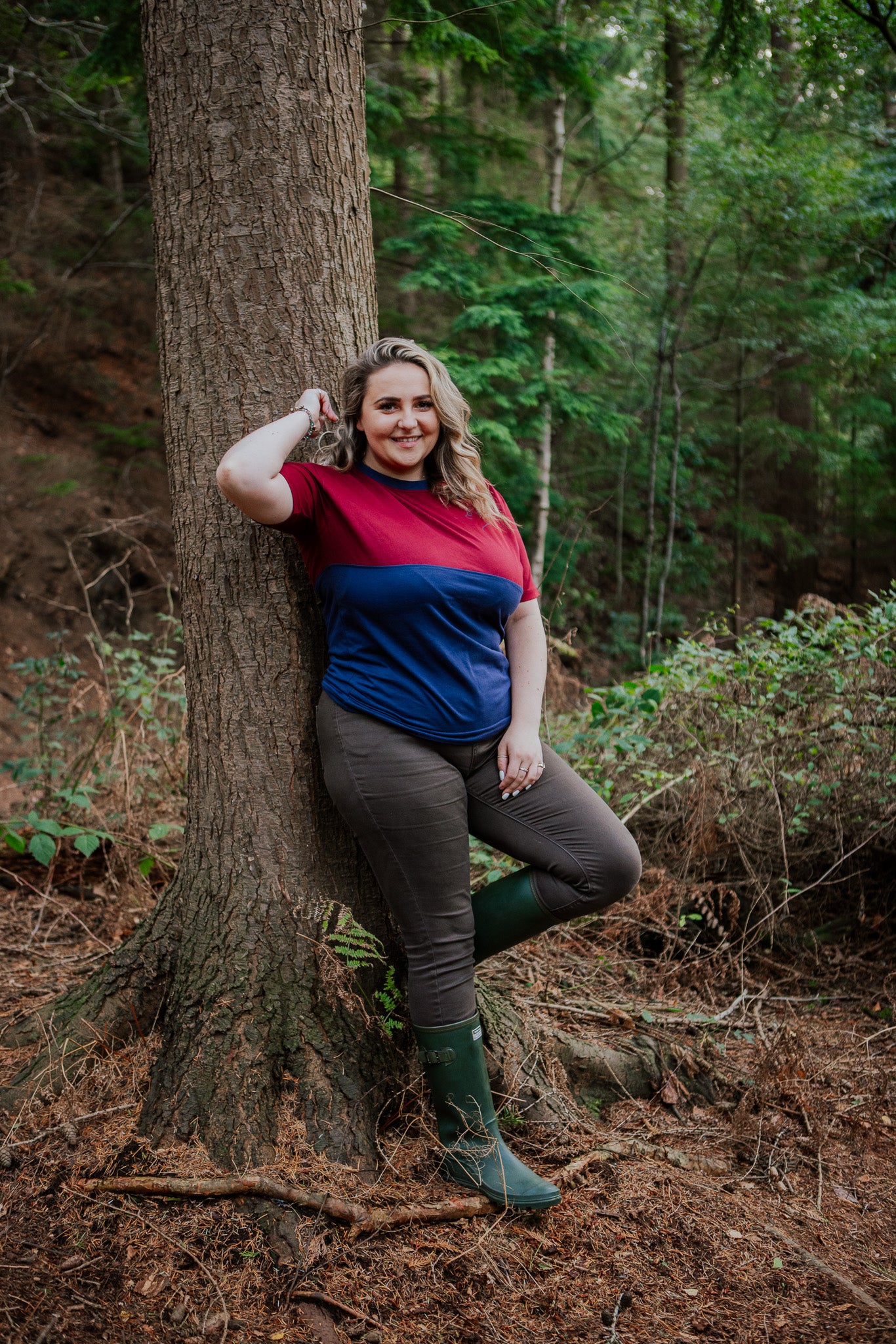 Belted Galloway T-shirt (Burgundy/Navy)