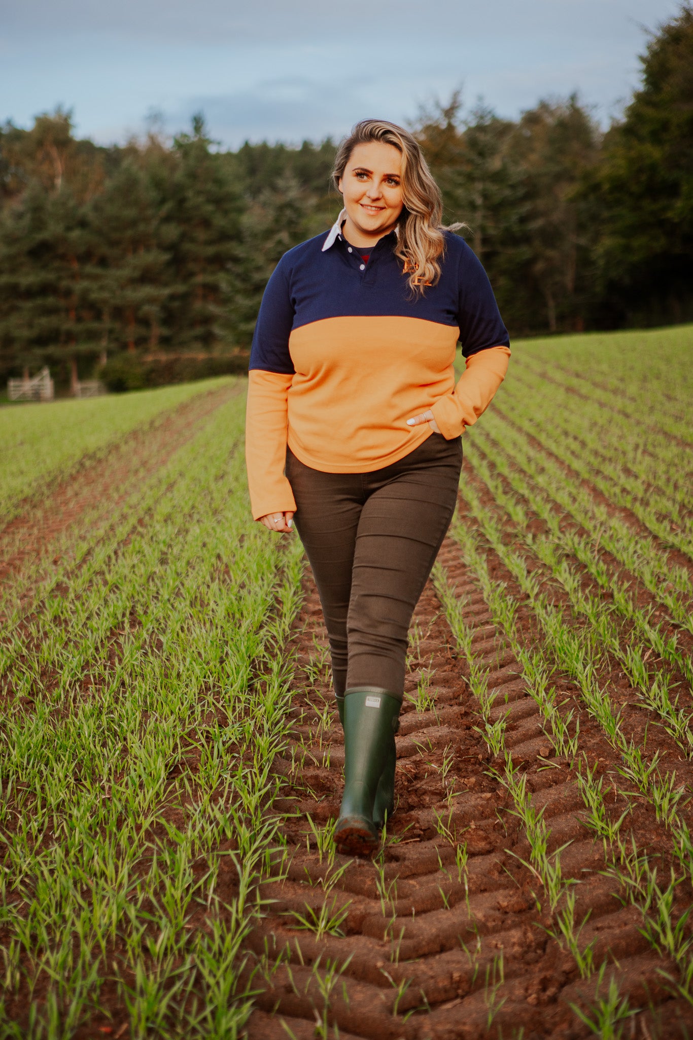 Ryeland Rugby Shirt (Navy/Rust Orange)