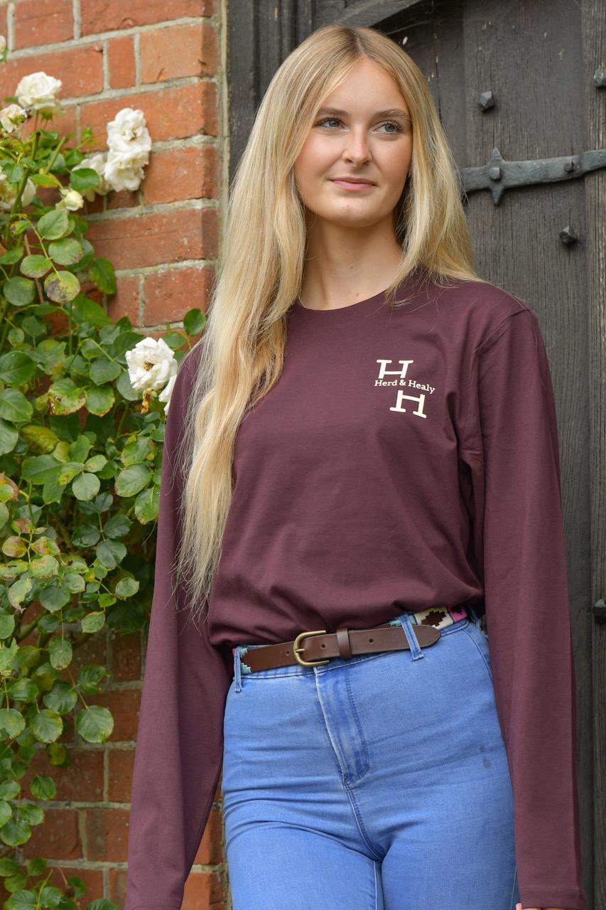 Lamberhurst Long Sleeved Unisex T-shirt (Red Brown)