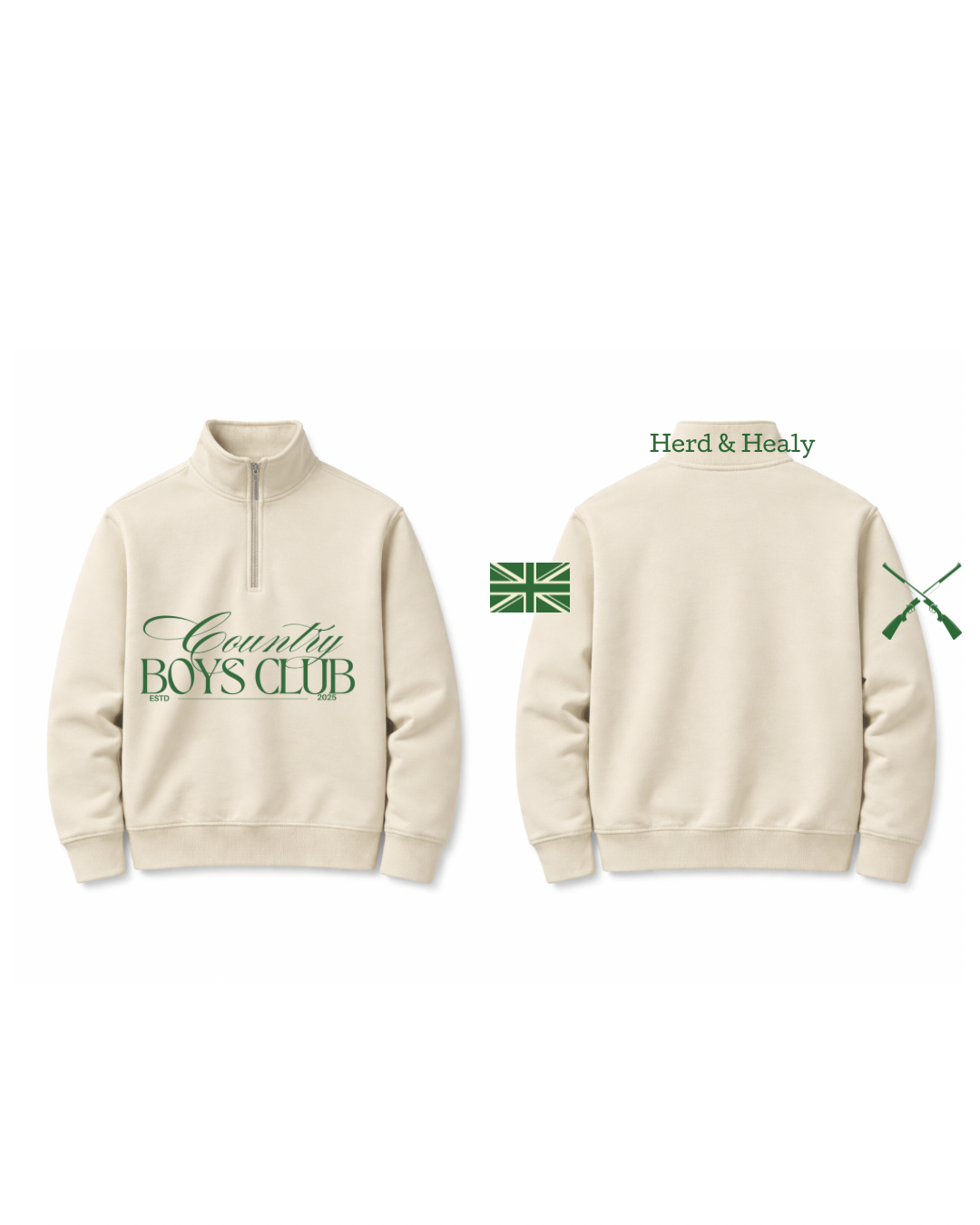 PRE ORDER - Country Boys Club Quarter Zips (Cream)