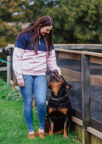 Quantock Quarter Zip (Navy/Pink)