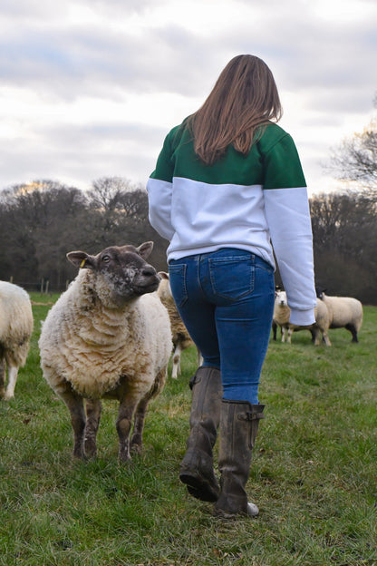 SAMPLE - Bottle Green/White Swanley Sweatshirt Size Medium