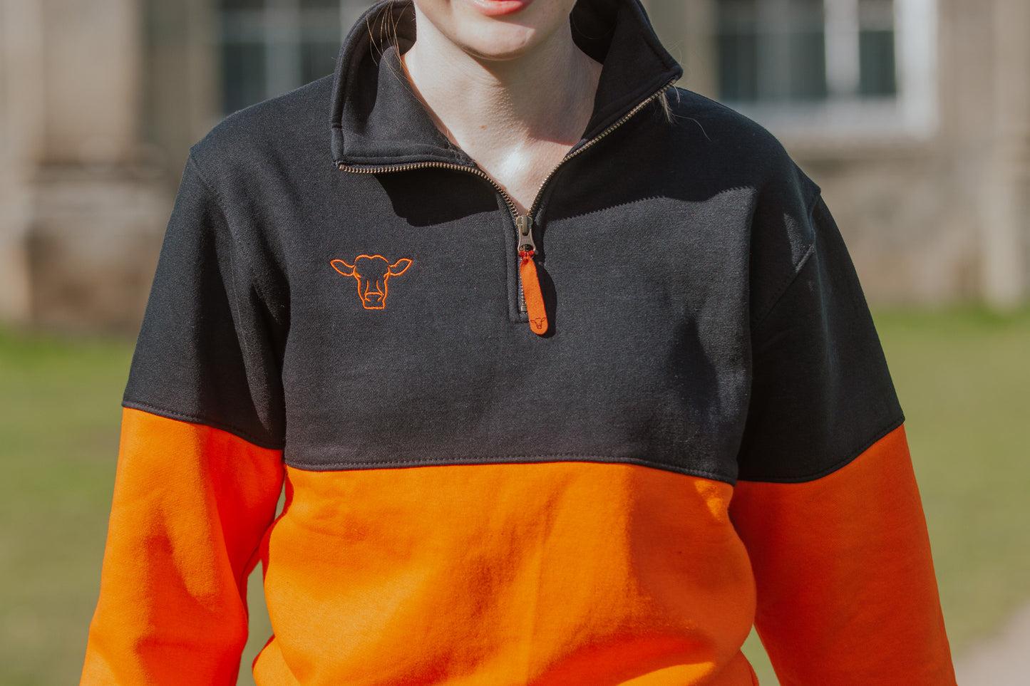 SALE - Black/Orange Quantock Quarter Zip Size Large