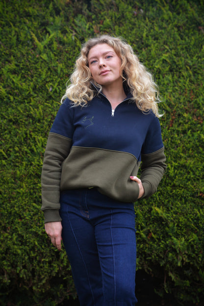 Quantock Quarter Zip (Navy/Khaki)