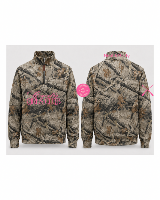 PRE ORDER - Country Girls Club Quarter Zips (Camo - Pink)
