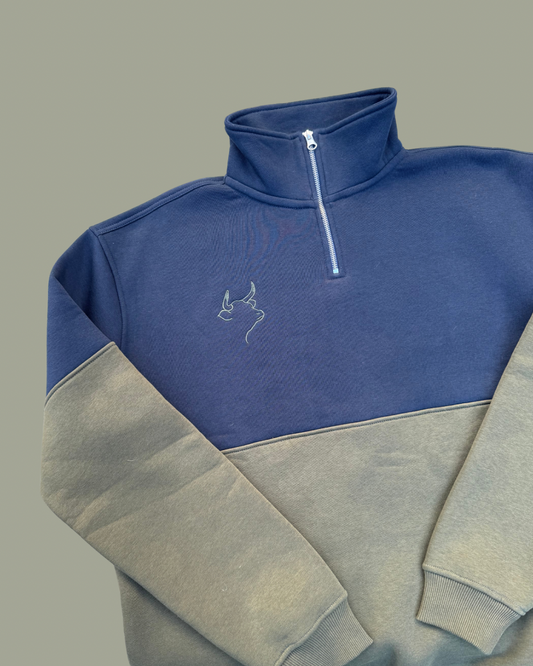 Quantock Quarter Zip (Navy/Khaki)