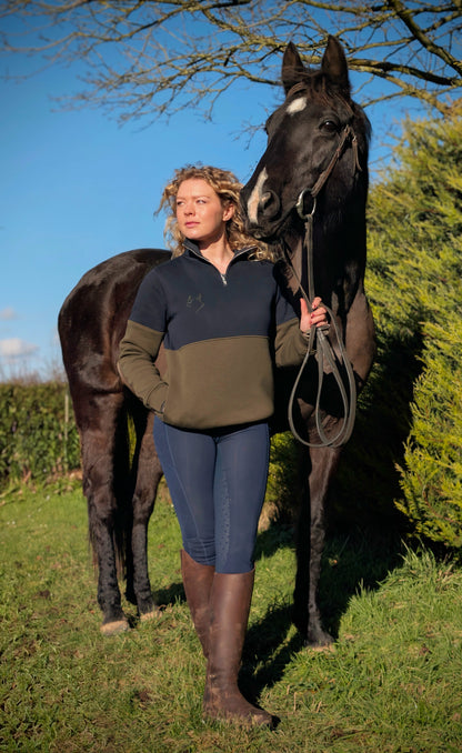 Quantock Quarter Zip (Navy/Khaki)