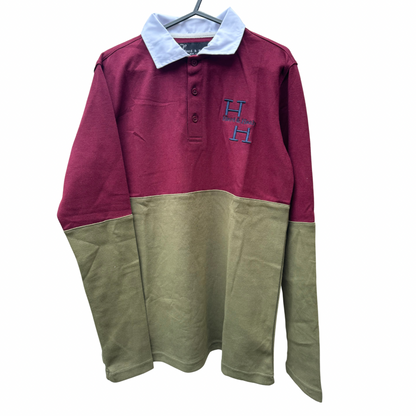 SECONDS- Ryeland Rugby Shirt (Burgundy/Khaki)