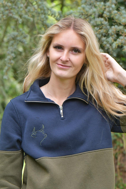 Quantock Quarter Zip (Navy/Khaki)