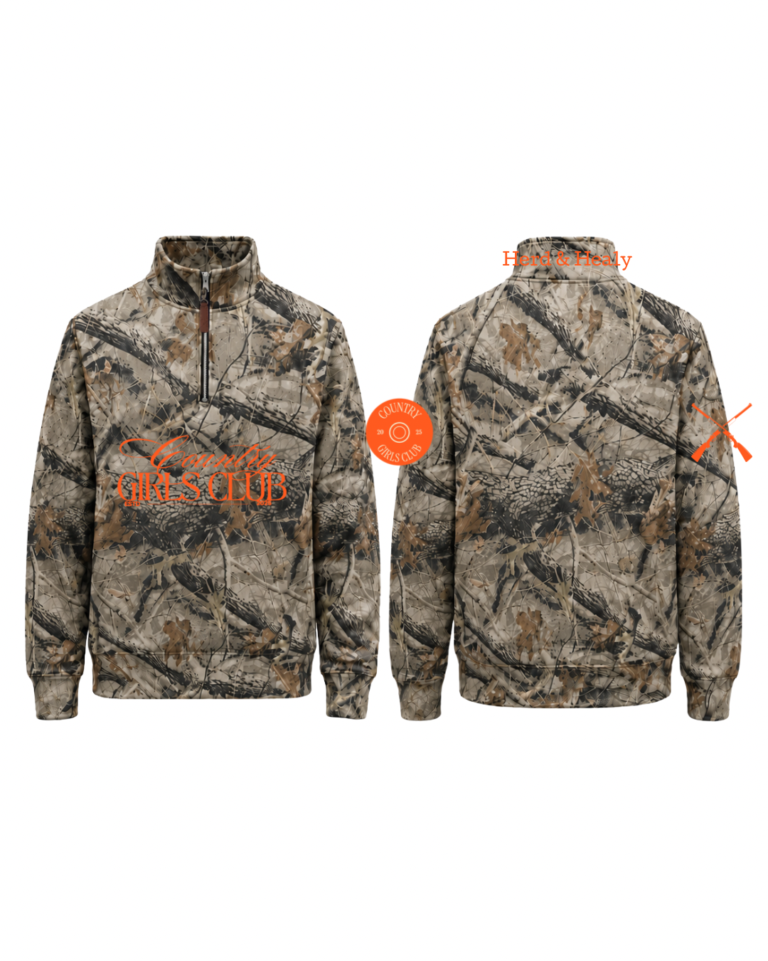 PRE ORDER - Country Girls Club Quarter Zips (Camo - Orange)