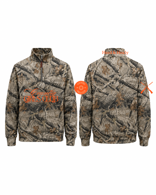 PRE ORDER - Country Girls Club Quarter Zips (Camo - Orange)