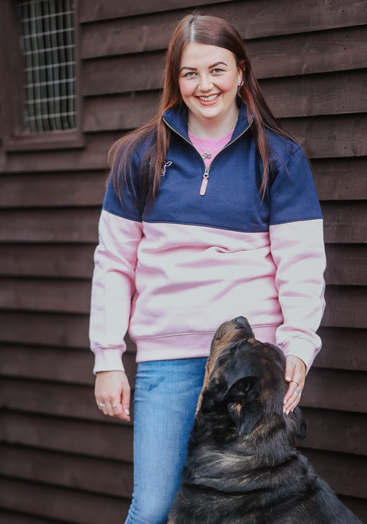 Quantock Quarter Zip (Navy/Pink)