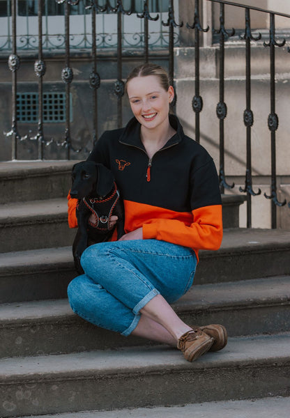 SALE - Black/Orange Quantock Quarter Zip Size Large