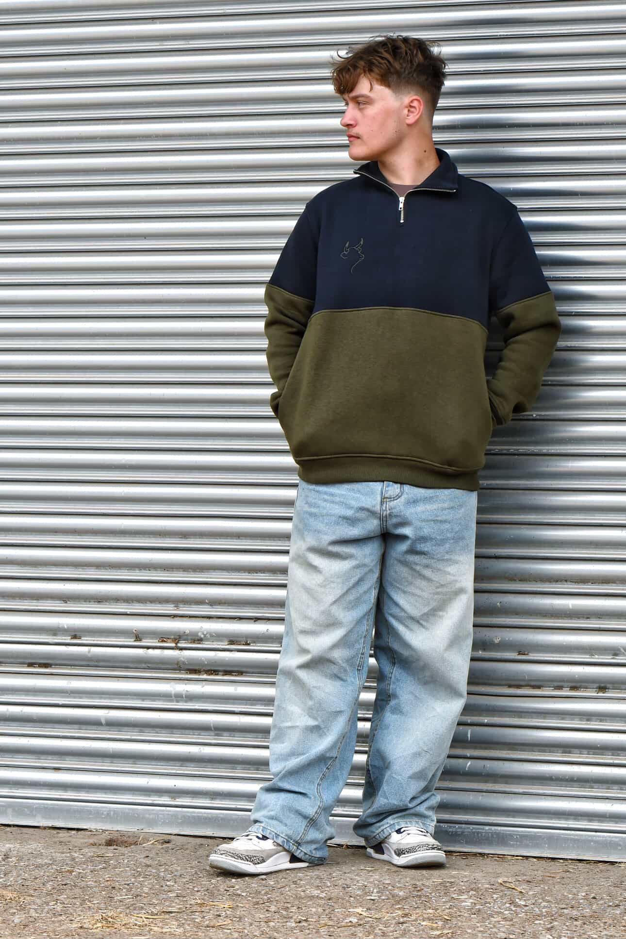 Quantock Quarter Zip (Navy/Khaki)