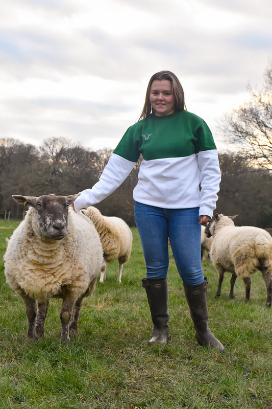 SAMPLE - Bottle Green/White Swanley Sweatshirt Size Medium