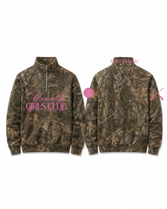 PRE ORDER - Country Girls Club Quarter Zips (Camo)