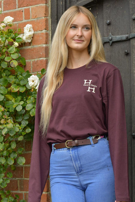 Lamberhurst Long Sleeved Unisex T-shirt (Red Brown)