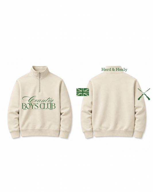 PRE ORDER - Country Boys Club Quarter Zips (Cream)